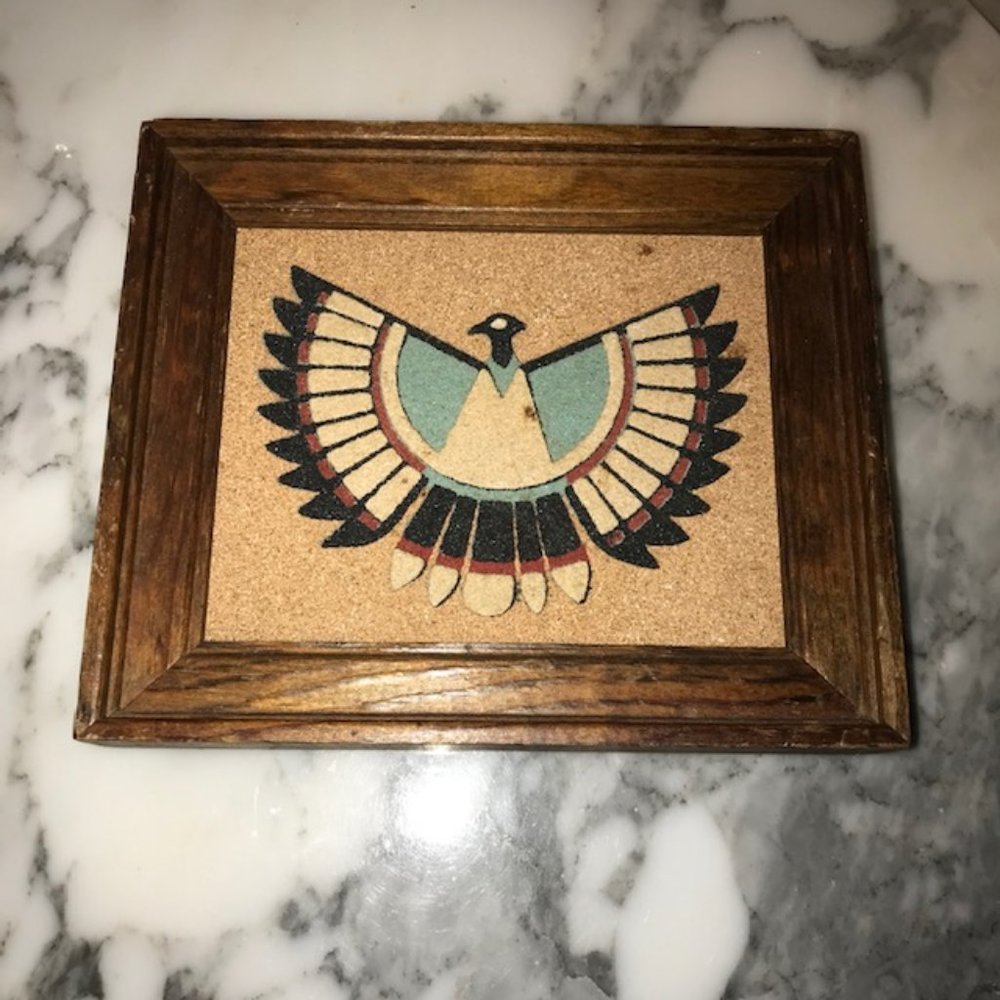 Vintage Zuni Thunderbird Framed Sand Art